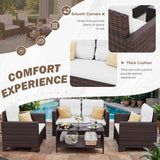 Homall 4 Pieces Patio Furniture Sets Rattan Chair Wicker Conversation Sofa Set Outdoor Backyard Porch Garden Poolside Balcony Use Furniture