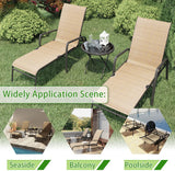 Lacoo Patio Lounge Chaise Chair Set of 3 Recline Adjustable Backrest Textlene Outdoor Furniture Bistro Set with Table