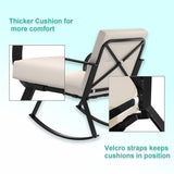 Homall 3 Pieces Patio Furniture Set Rocking Chairs Bistro Sets Outdoor Conversation Sets with Coffee Table
