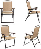 Lacoo Patio Folding Chair Deck Sling Back Chair Camping Garden Pool Beach Using Chairs Space Saving Set of 2