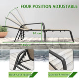 Lacoo Patio Lounge Chaise Chair Set of 3 Recline Adjustable Backrest Textlene Outdoor Furniture Bistro Set with Table