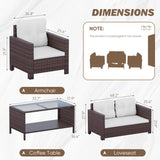 Homall 4 Pieces Patio Furniture Sets Rattan Chair Wicker Conversation Sofa Set Outdoor Backyard Porch Garden Poolside Balcony Use Furniture