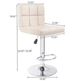 Homall Set of 2 Adjustable Swivel Armless Bar Stools with PU Leather