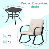 Homall 3 Pieces Patio Furniture Set Rocking Chairs Bistro Sets Outdoor Conversation Sets with Coffee Table