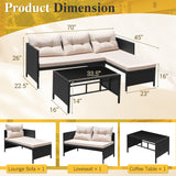 Homall Outdoor Rattan Sofa,L-Shaped Lounge Chair with Table,Black Rattan and Beige Cushion