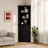 Homall Corner Cabinet Freestanding Corner Shelf with 2 Doors and 3 Shelves, Tall Corner Storage Cabinet for Bathroom, Living Room, Kitchen, Living Room, White