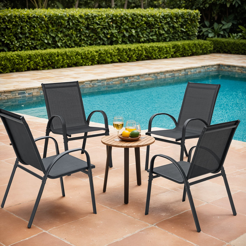 Homall Metal Outdoor Chair Set Stackable Patio Textilene Dining Chair Set of 4