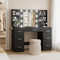 Homall Vanity Desk with Mirror, 3 Modes LED Lights and USB Power Outlet, Makeup Vanity Table with 6 Storage Shelves and 7 Drawers for Dressing Room Bedroom