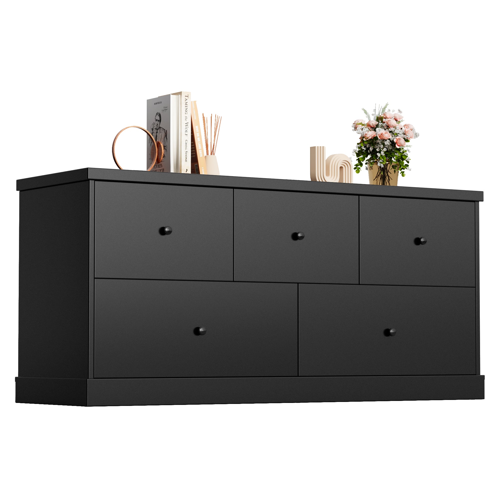 Homall 5 Drawer Dresser Wood Storage Cabinet Double Tier Chest of Draw homalldirect Homall 5 Drawer Dresser Wood Storage Cabinet Double Tier Chest of Draw homalldirect