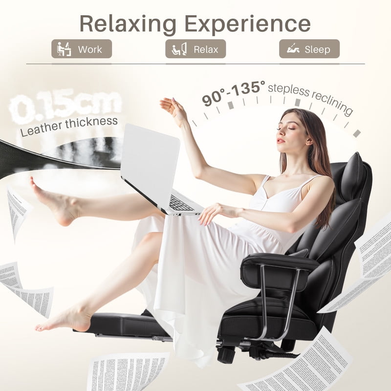 Homall Ergonomic Executive Office Desk Chair 500 lbs Capacity High Back with Footrest Lumbar Support Reclining Adjustable Height & Swivel Wheels