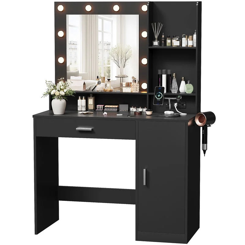 Homall Makeup Vanity Table with Lights, Mirror, Storage Cabinet, and P homalldirect Homall Makeup Vanity Table with Lights, Mirror, Storage Cabinet, and P homalldirect