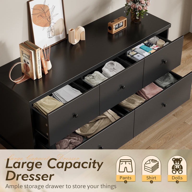 Homall 5 Drawer Dresser Wood Storage Cabinet Double Tier Chest of Drawer for Bedroom, Living Room