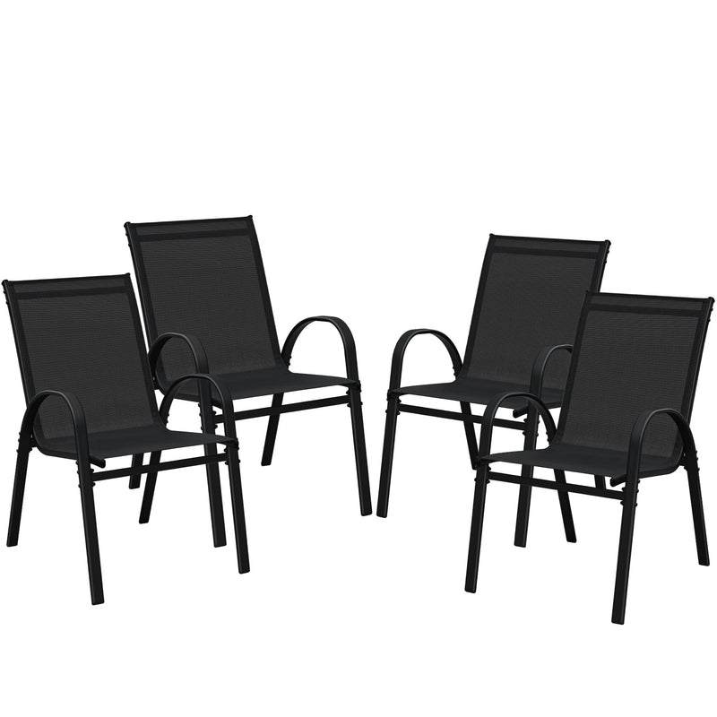 Homall Metal Outdoor Chair Set Stackable Patio Textilene Dining Chair Set of 4