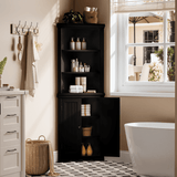 Homall Corner Cabinet Freestanding Corner Shelf with 2 Doors and 3 Shelves, Tall Corner Storage Cabinet for Bathroom, Living Room, Kitchen, Living Room, White