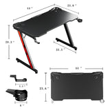 Homall 44" X 23.6" Gaming Desk Z Shape Office Computer Desk Carbon Fiber Desktop with Headphone Hook