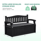 Homall 80 Gallon Plastic Storage Bench Made Of Durable Weatherproof Resin And Deck-Box Organized Storage Compartment For Outdoor Patios And Lawns