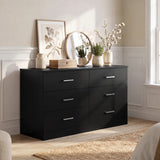 Homall 6 Drawer White Double Dresser, Wood Chest of Drawers with Metal Handles for Clothes Storage, Storage Cabinet for Living Room, Closet and Bedroom