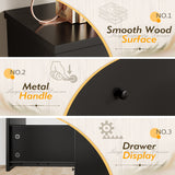 Homall 5 Drawer Dresser Wood Storage Cabinet Double Tier Chest of Drawer for Bedroom, Living Room