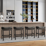 Homall 26.5" Backless Saddle Bar Stool, Black Metal Stracture with Black Faux Leather