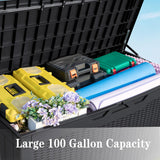 Homall 100-Gallon Outdoor Resin Deck Box for All-Weather Use Lockable Waterproof Storage Solution with Cushion Storage