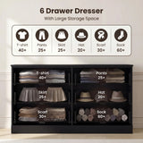 Homall 6 Drawer White Double Dresser, Wood Chest of Drawers with Metal Handles for Clothes Storage, Storage Cabinet for Living Room, Closet and Bedroom