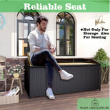 Homall 70 Gallon Rattan Wicker Large Storage Bench Deck Box Outdoor Indoor Waterproof Storage Box with Wood Bench Surface for Patio Furniture Cushions, Toys, Garden and Pool Tools
