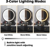 Homall Vanity Desk Makeup Set with LED Lighted Mirror, Modern Dressing Table with Soft Padded Stool & 4 Storage Drawers