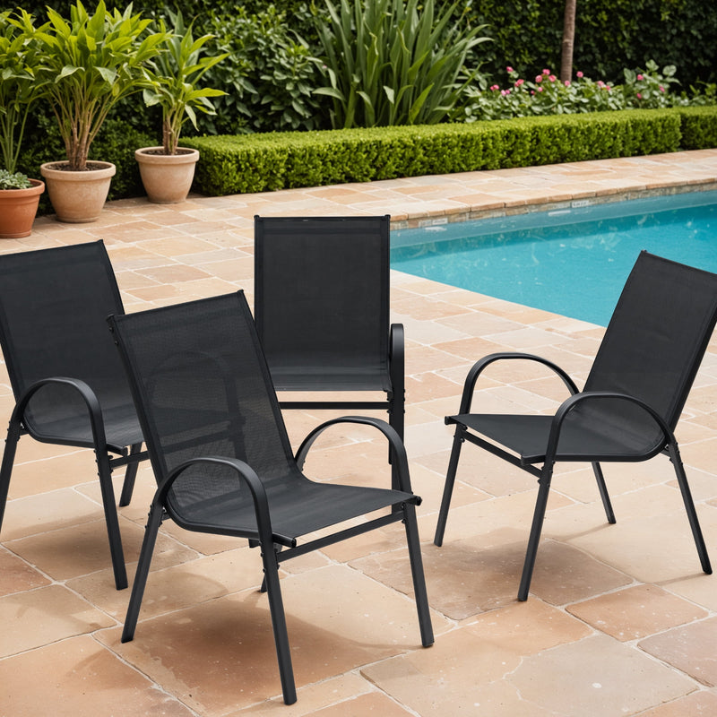 Homall Metal Outdoor Chair Set Stackable Patio Textilene Dining Chair Set of 4