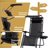 Homall Zero Gravity Chair Outdoor Folding Recliner Lounge Chair with Attachable Sunshade Canopy and Holder