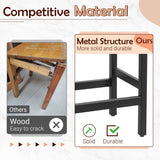Homall 26.5" Backless Saddle Bar Stool, Black Metal Stracture with Black Faux Leather