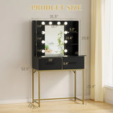 Homall Vanity Desk with Mirror, Power Outlet & LED Lights, Makeup Vanity Table with 2 Drawers & 4 Shelves, Dressing Table for Bedroom Dressing Room