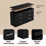 Homall 6 Drawer White Double Dresser, Wood Chest of Drawers with Metal Handles for Clothes Storage, Storage Cabinet for Living Room, Closet and Bedroom
