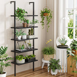 Homall Industrial Ladder Shelf, 5-Tier Wood Wall-Mounted Bookcase with Stable Metal Frame, 72 Inches Storage Rack Shelves Display Plant Flower, Stand Bookshelf for Home Office