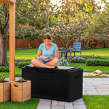 Homall 100-Gallon Outdoor Resin Deck Box for All-Weather Use Lockable Waterproof Storage Solution with Cushion Storage