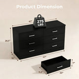 Homall 6 Drawer White Double Dresser, Wood Chest of Drawers with Metal Handles for Clothes Storage, Storage Cabinet for Living Room, Closet and Bedroom