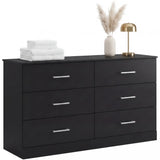 Homall 6 Drawer White Double Dresser, Wood Chest of Drawers with Metal Handles for Clothes Storage, Storage Cabinet for Living Room, Closet and Bedroom
