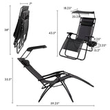 Homall Zero Gravity Chair Outdoor Folding Recliner Lounge Chair with Attachable Sunshade Canopy and Holder