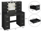 Homall Vanity Desk Set with Mirror, Drawers, and USB Power Outlet Makeup Vanity with Adjustable Lights in 3 Modes