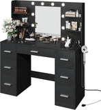 Homall Vanity Desk Set with Mirror, Drawers, and USB Power Outlet Makeup Vanity with Adjustable Lights in 3 Modes