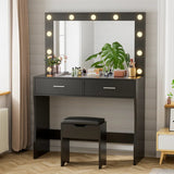 Homall Vanity Set with Mirror and Drawer Makeup Vanity Desk and Chair Set with Lights