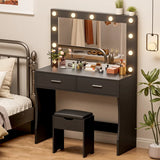 Homall Vanity Set with Mirror and Drawer Makeup Vanity Desk and Chair Set with Lights