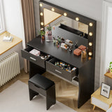 Homall Vanity Set with Mirror and Drawer Makeup Vanity Desk and Chair Set with Lights