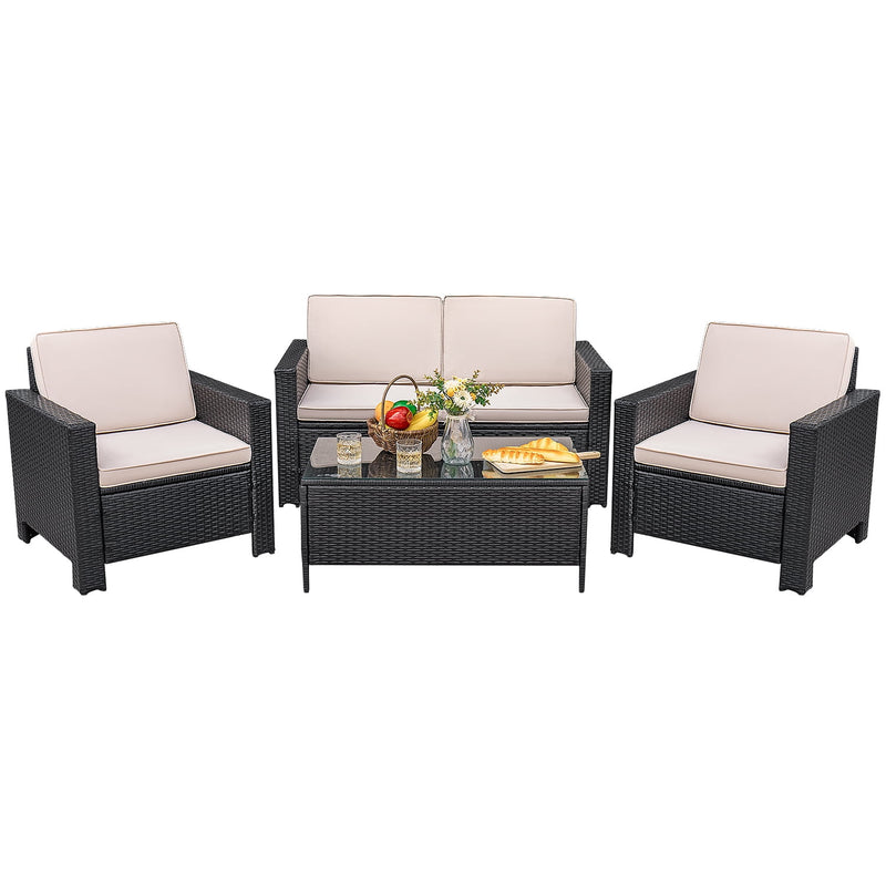 Homall 4-Piece Outdoor Indoor Patio Conversation Set with Cushions