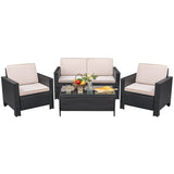 Homall 4-Piece Outdoor Indoor Patio Conversation Set with Cushions