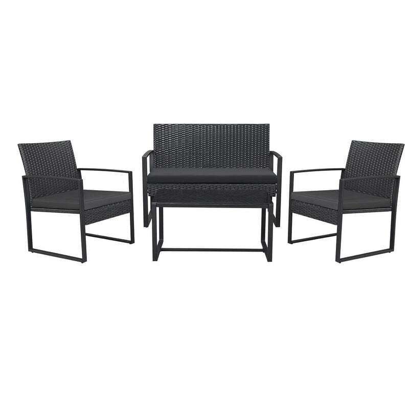 Homall 4 Piece Patio Furniture Cushioned PE Rattan Bistro Chairs Set of 3 with Table