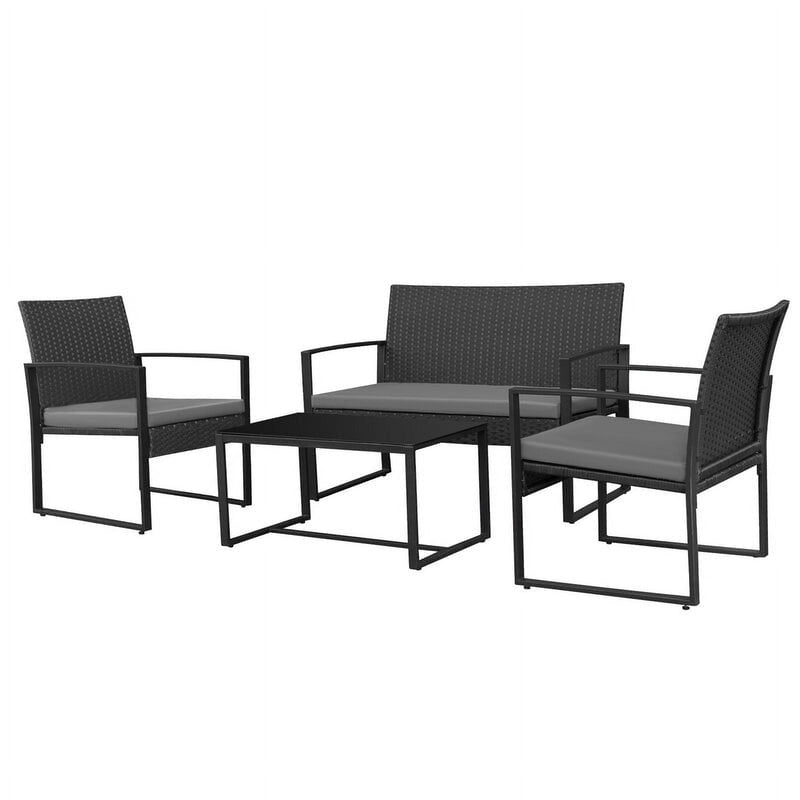 Homall 4 Piece Patio Furniture Cushioned PE Rattan Bistro Chairs Set of 3 with Table