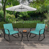 Homall 3 Pieces Patio Furniture Set Rocking Chairs Bistro Sets Outdoor Conversation Sets with Coffee Table