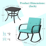 Homall 3 Pieces Patio Furniture Set Rocking Chairs Bistro Sets Outdoor Conversation Sets with Coffee Table