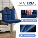 Homall Bar Stools Set of 2 Velvet Kitchen Counter Square Island Height Adjustable Swivel Counter Stools with Back