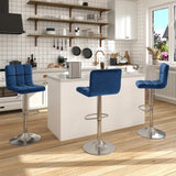 Homall Bar Stools Set of 2 Velvet Kitchen Counter Square Island Height Adjustable Swivel Counter Stools with Back